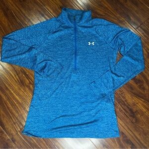 Under Armour Ladies 1/2 Zip Loose Top Heat Gear Heather Blue Size M